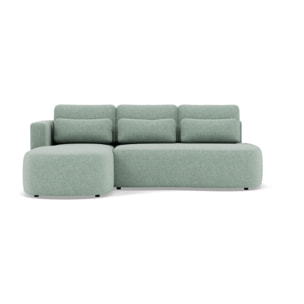 Mahina - canapé d'angle gauche 4 places convertible avec coffre en tissu texturé - Bleu