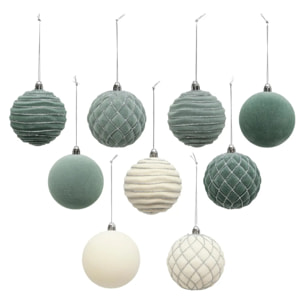 Boule de Noël pailletté vert x9 80mm
