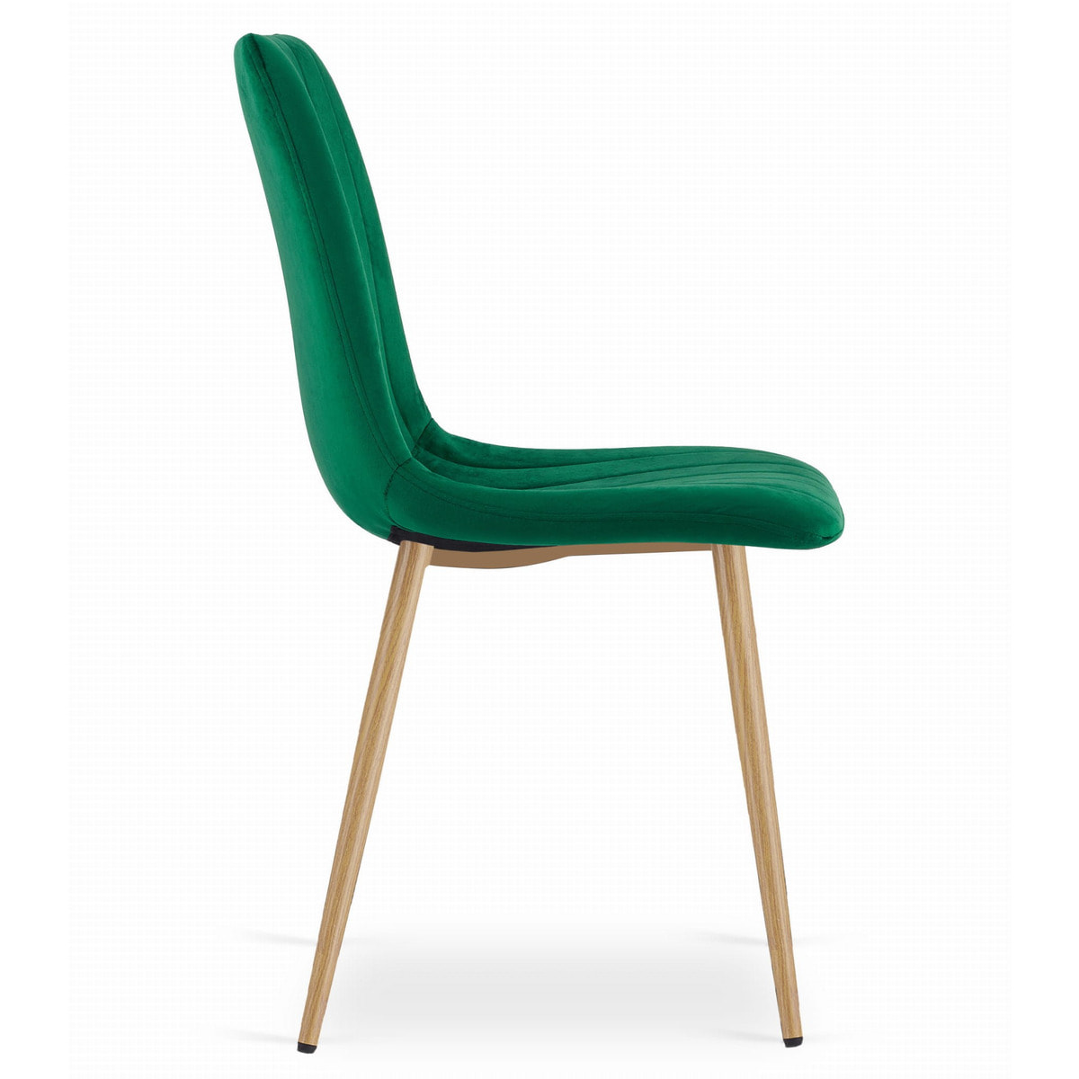 Set di 2 sedie LAVA in velluto verde smeraldo con gambe effetto legno