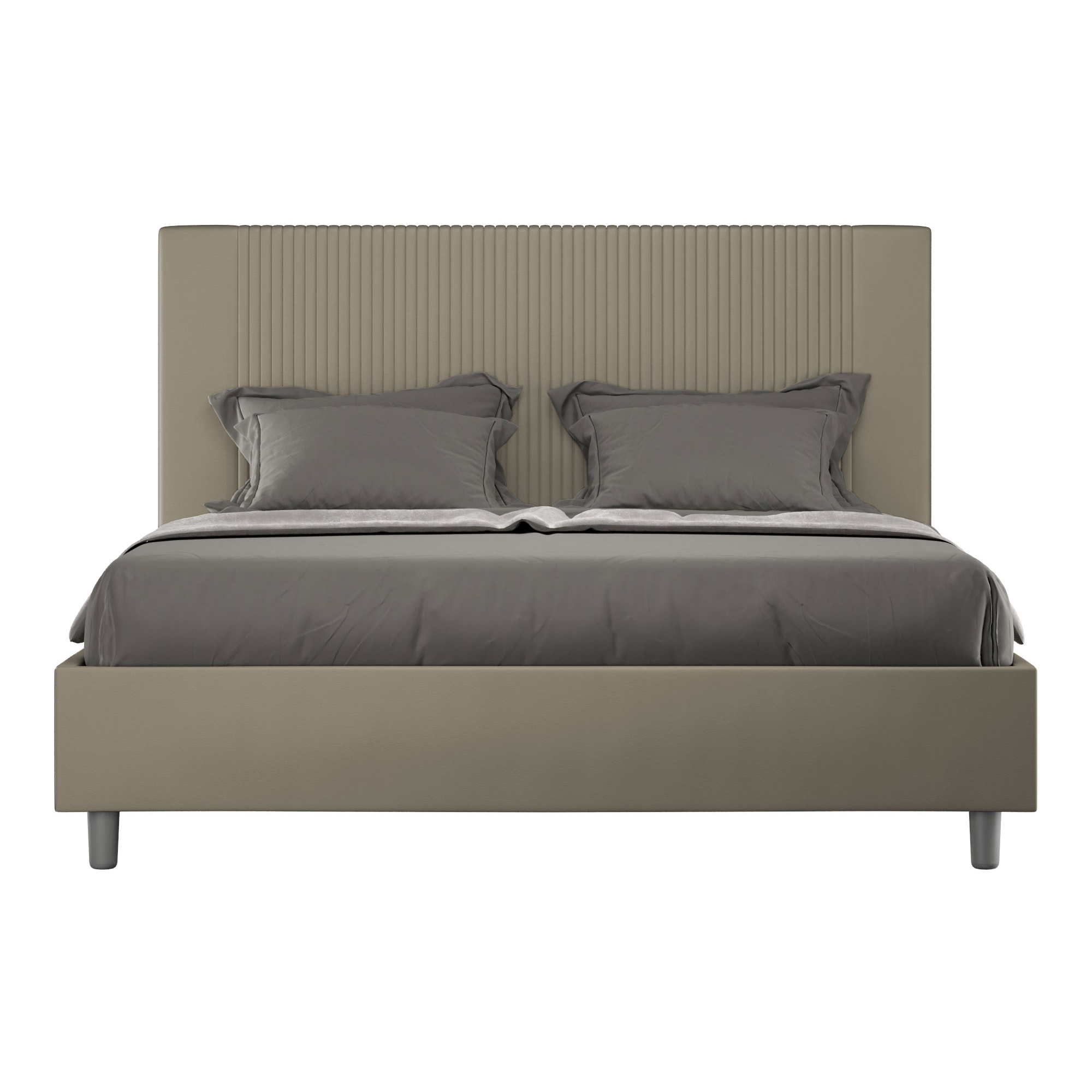 Letto matrimoniale con rete imbottito 160x200 similpelle cappuccino Goya