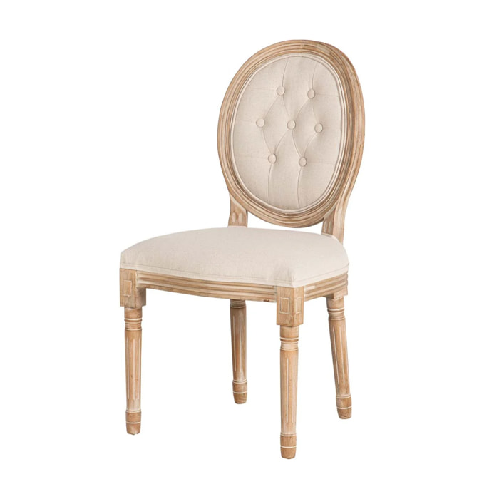 Silla Lino Capitone Patas Roble Kd 48x46x96cm