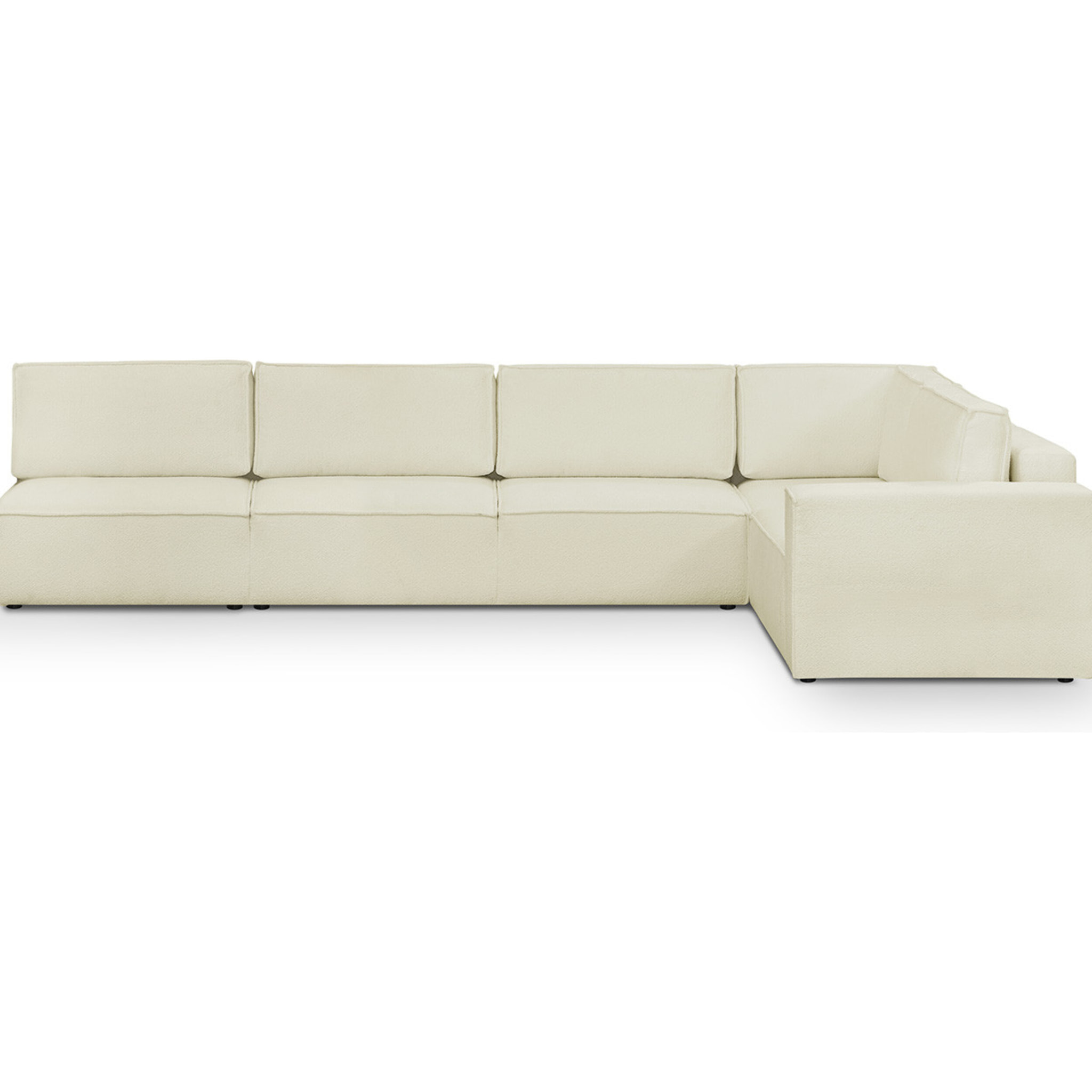 Canapé d'angle gauche convertible 10 places en tissu bouclé - HARPER MOD