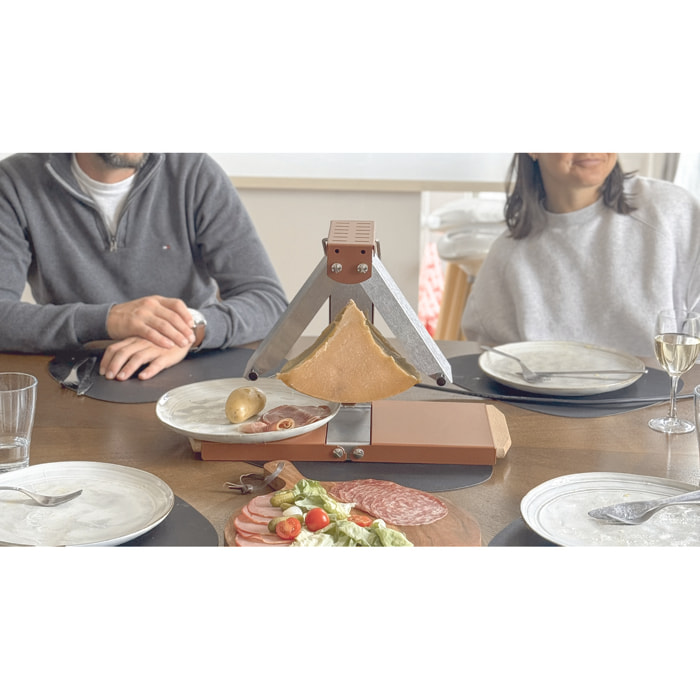 Appareil à raclette - Brézière® 230V 850W - Corail - Avec variateur de puissance - Poignées bois