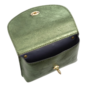 Aquilonia borsa a mano donna. Pelle autentica finitura camoscio laccato.