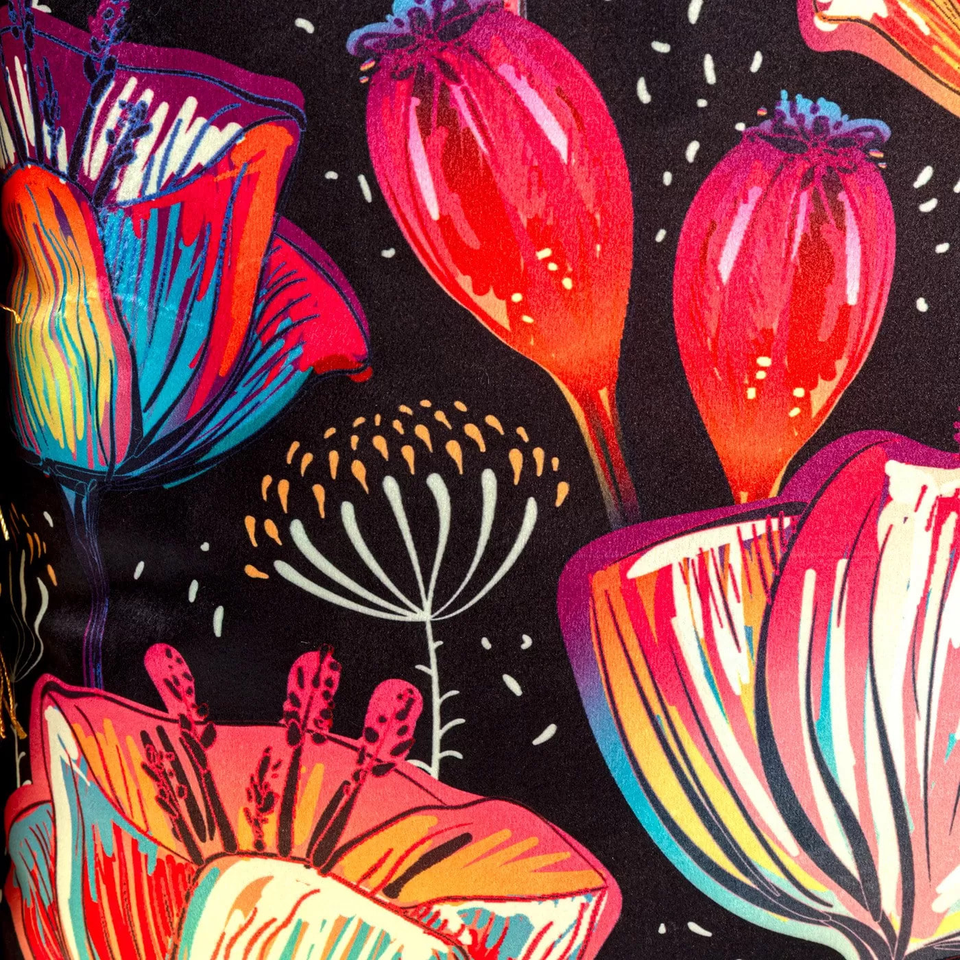 Coussin à franges Jungle fleurs Kare Design