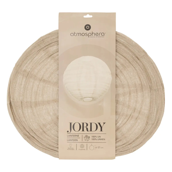 Lanterne boule Jordy D.57cm en lin beige