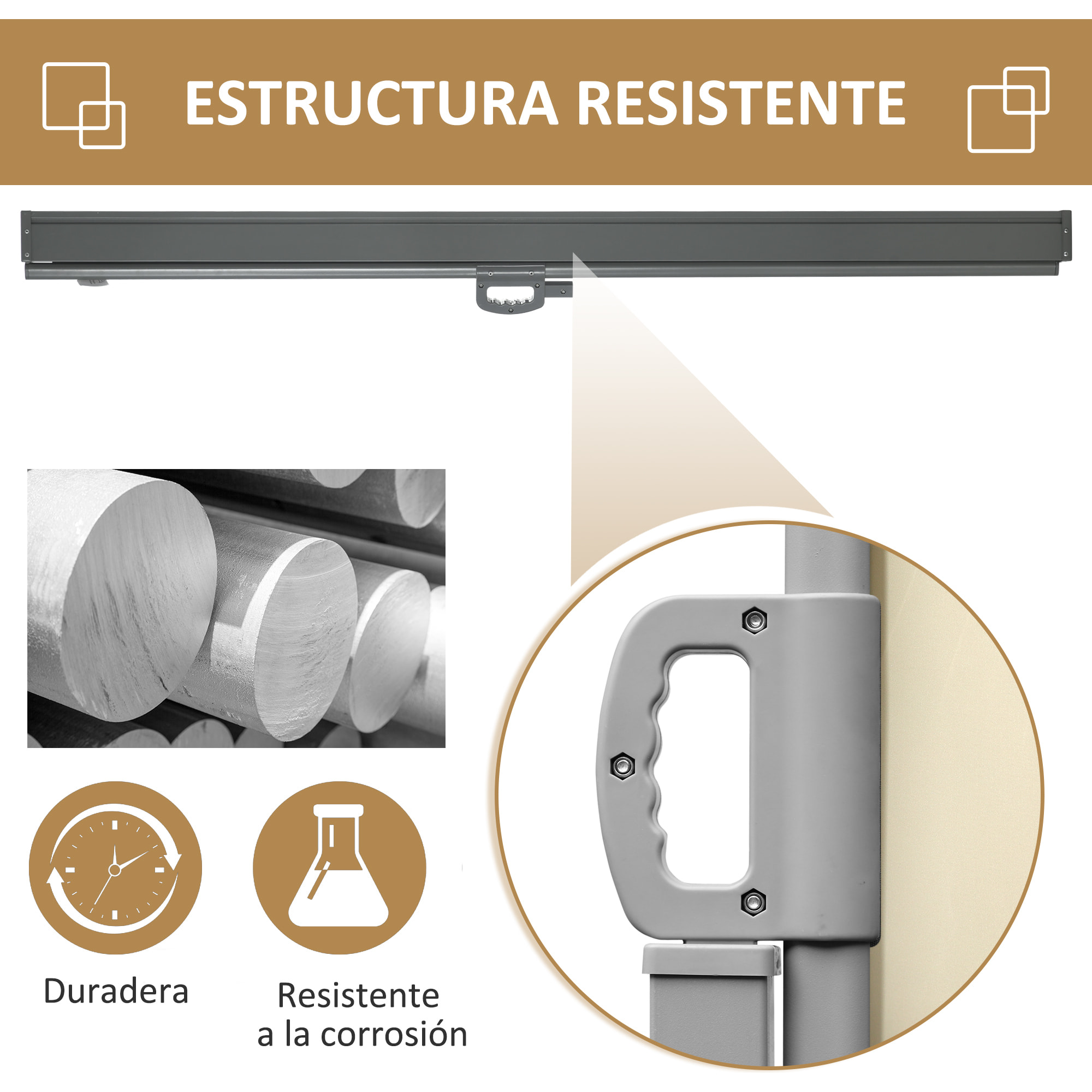 Toldo Lateral Retráctil 300x180 cm Pantalla Enrollable Mampara de Privacidad y Protección Solar para Jardín Balcón Terraza Crema