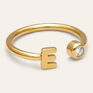 Anello Personalizzato Letter Spark  Acciao Placcato Oro