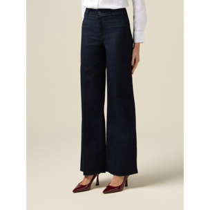 Oltre - Jeans azules rinse palazzo - Azul