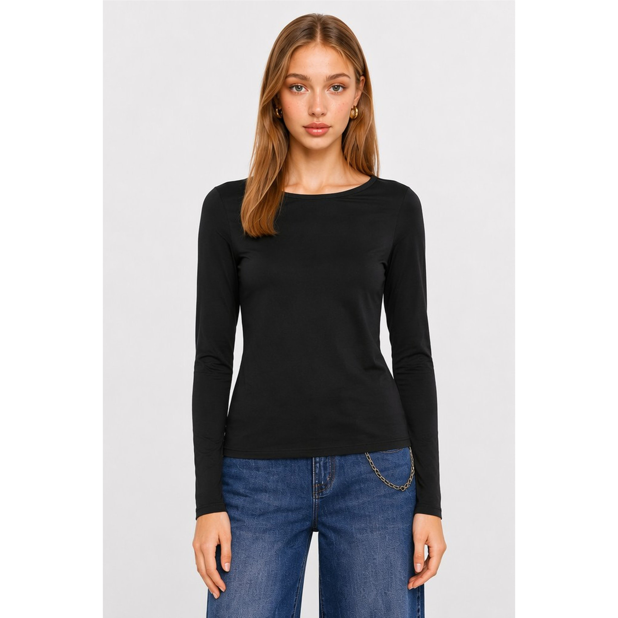 Kocca - T-shirt da donna girocollo elasticizzata a maniche lunghe Donna