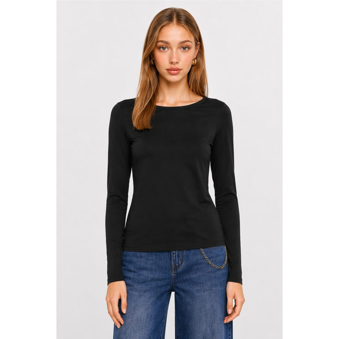 Kocca - T-shirt da donna girocollo elasticizzata a maniche lunghe Donna