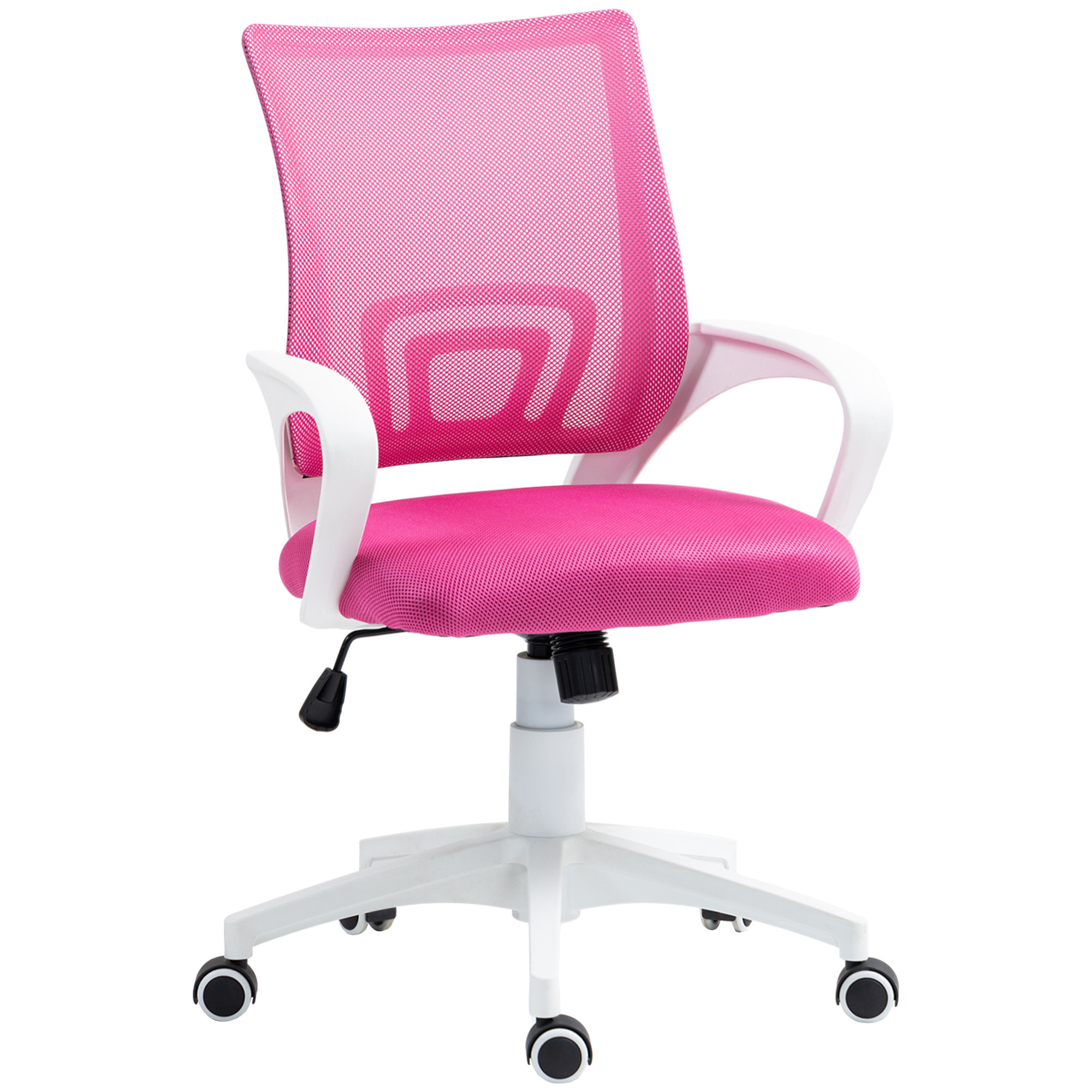 Silla de Oficina de Malla Silla de Escritorio Giratoria con Altura Ajustable Función de Basculante Soporte Lumbar y Reposabrazos Silla para Estudio Carga 120 kg Rosa