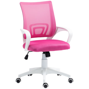 Silla de Oficina de Malla Silla de Escritorio Giratoria con Altura Ajustable Función de Basculante Soporte Lumbar y Reposabrazos Silla para Estudio Carga 120 kg Rosa