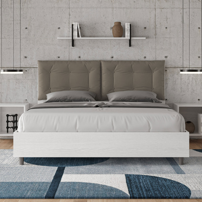 Letto matrimoniale contenitore 160x190 cuscinatura similpelle cappuccino Egos Annalisa