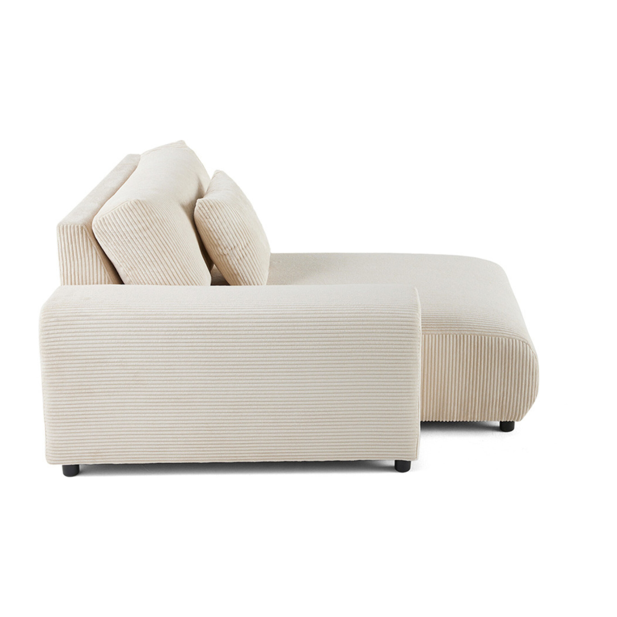 Garance - module d'assise méridienne gauche - en velours côtelé - Beige