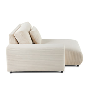 Garance - module d'assise méridienne gauche - en velours côtelé - Beige