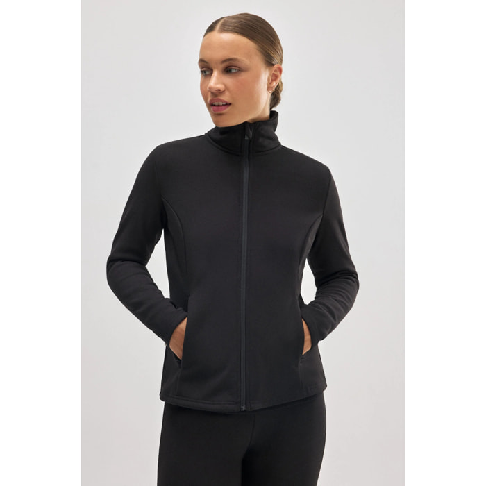 Giacca termica aderente nera in stile sportivo