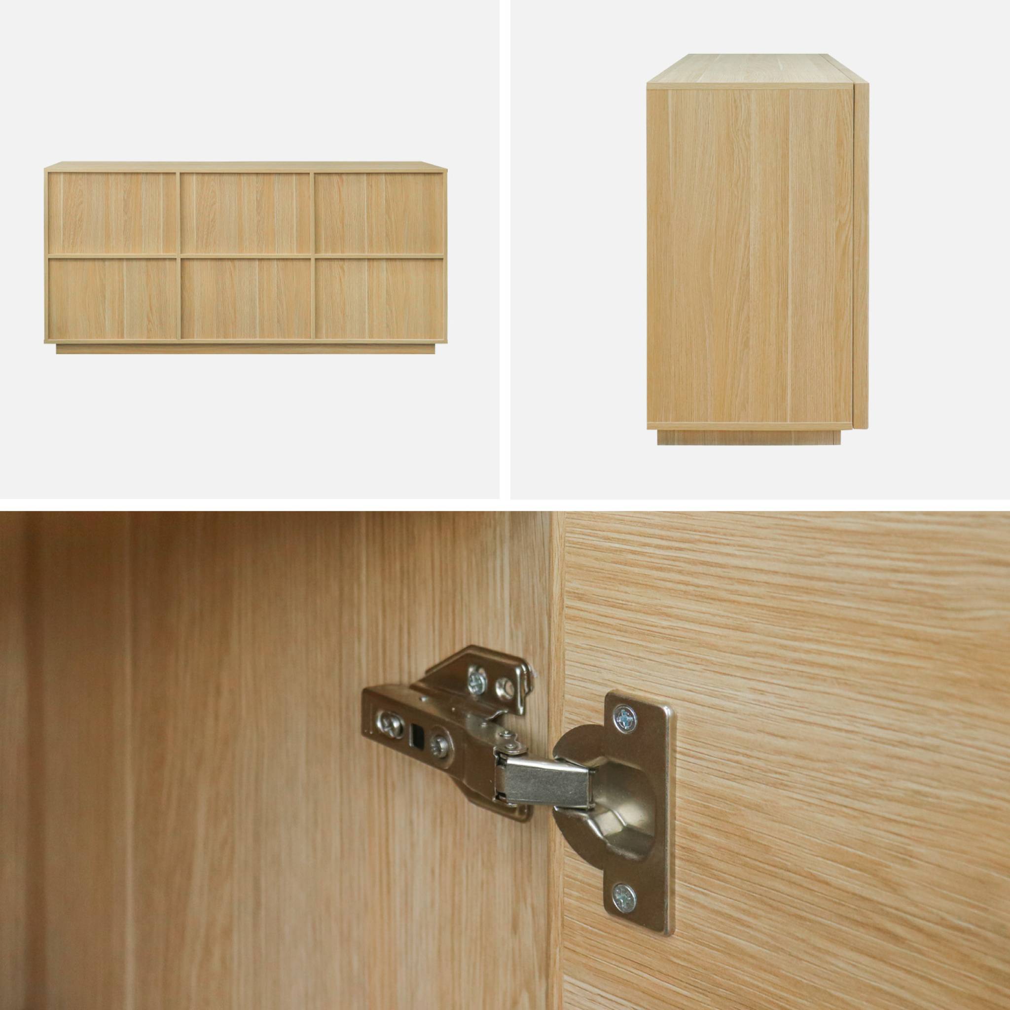 Buffet effet bois 3 portes naturel L 160 x P 43 x H 75cm - Kuba