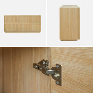 Buffet effet bois 3 portes naturel L 160 x P 43 x H 75cm - Kuba
