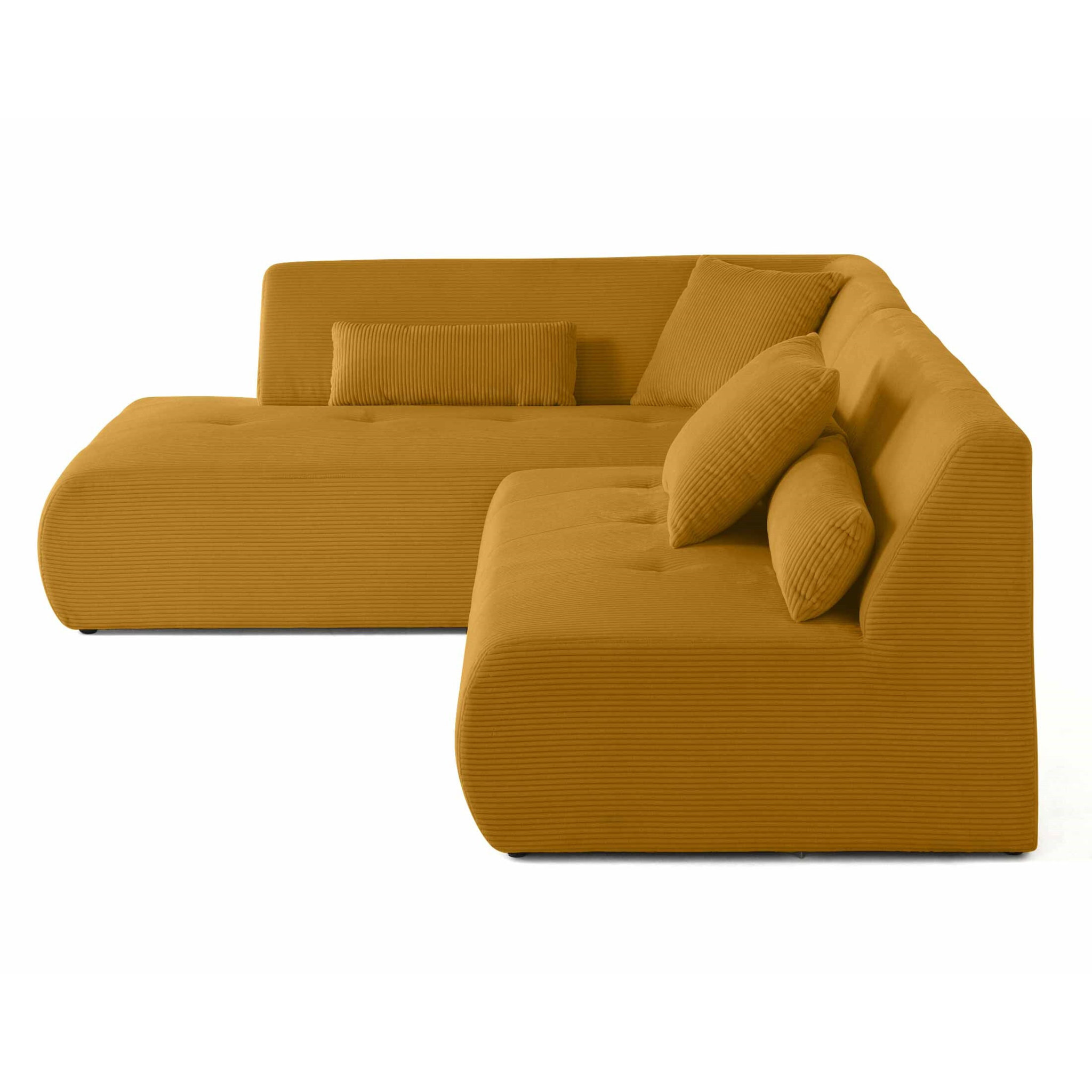 Onyx - canapé modulable d'angle gauche - 5 places - en velours côtelé - Jaune