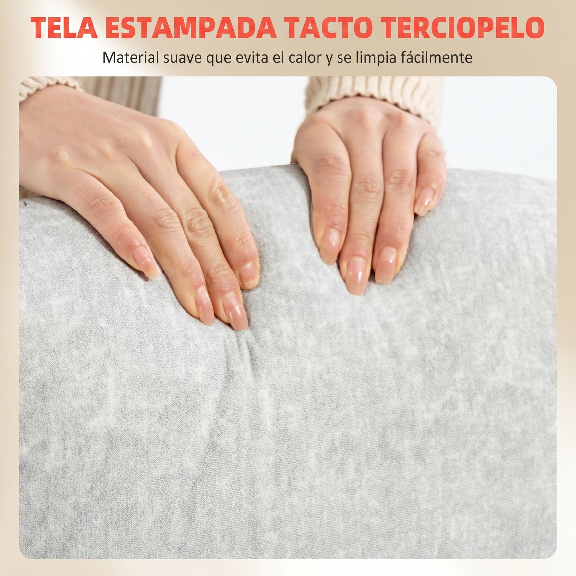 Silla de escritorio Ergonómica, Silla de Oficina con Respaldo Alto, Reposabrazos Abatibles, Asiento con Muelles, Altura Ajustable, Función Basculante, Tapizado en Terciopelo, Crema