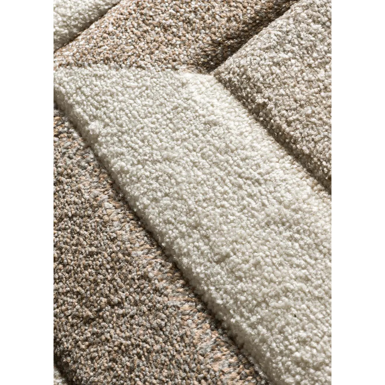 BADET Alfombra geométrica de pelo corto marrón y crema, varias medidas disponibles.