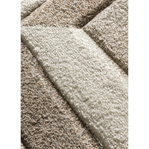 BADET Alfombra geométrica de pelo corto marrón y crema, varias medidas disponibles.