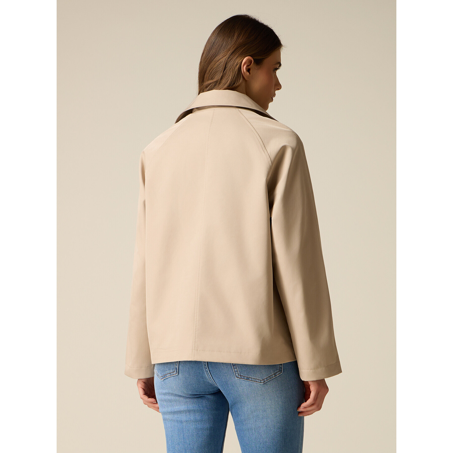 Oltre - Gabardina corta cruzada - Beige