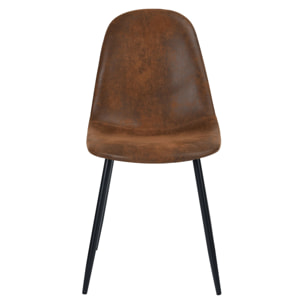 Lot de 2 chaises en microfibre marron effet vieilli - Malrik