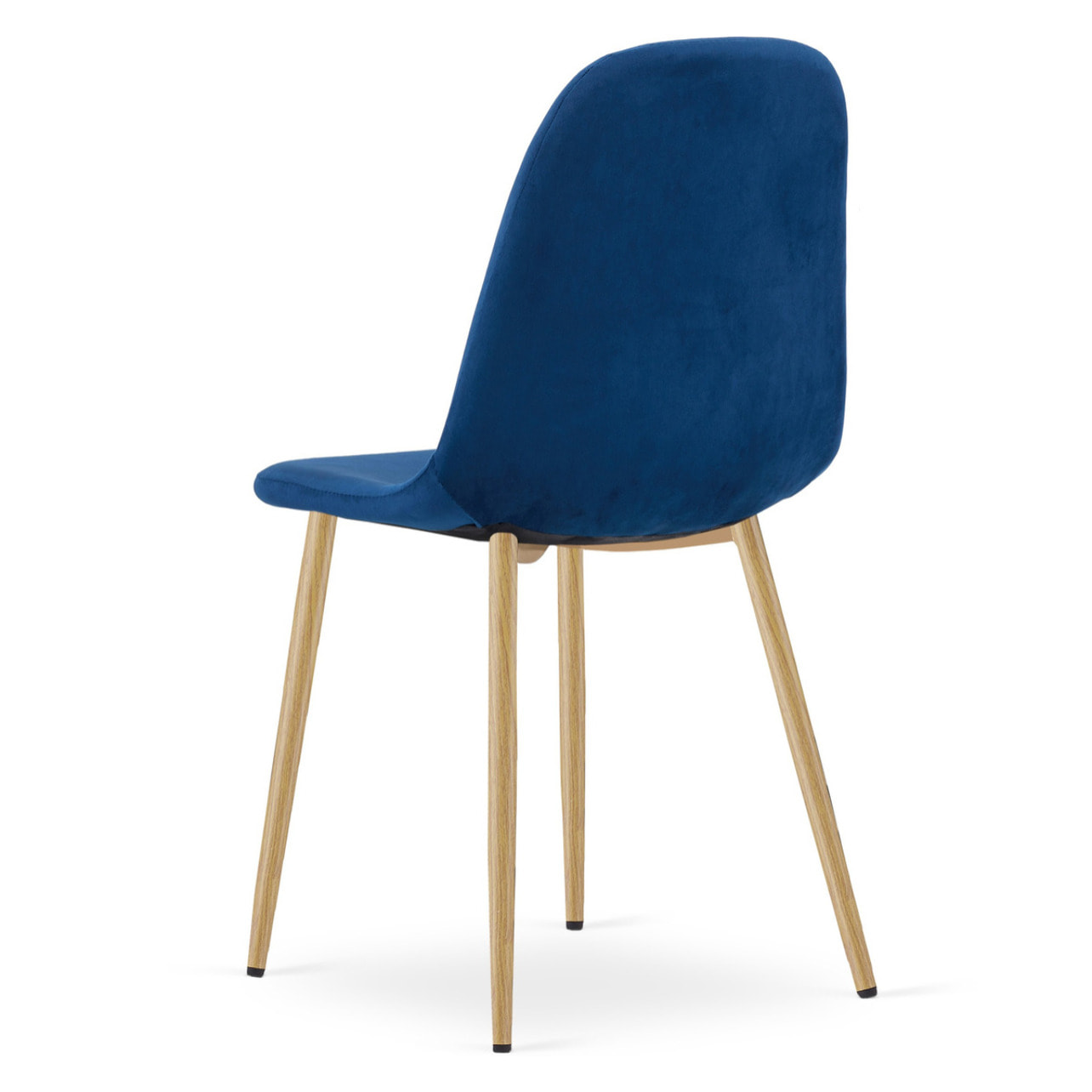 Sedia Padva in Velluto Blu con Gambe Effetto Rovere