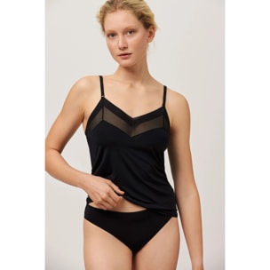 Canotta in tulle nero
