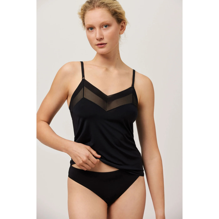Canotta in tulle nero