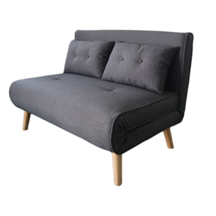 Canapé convertible en tissu gris foncé 2 places GLINA