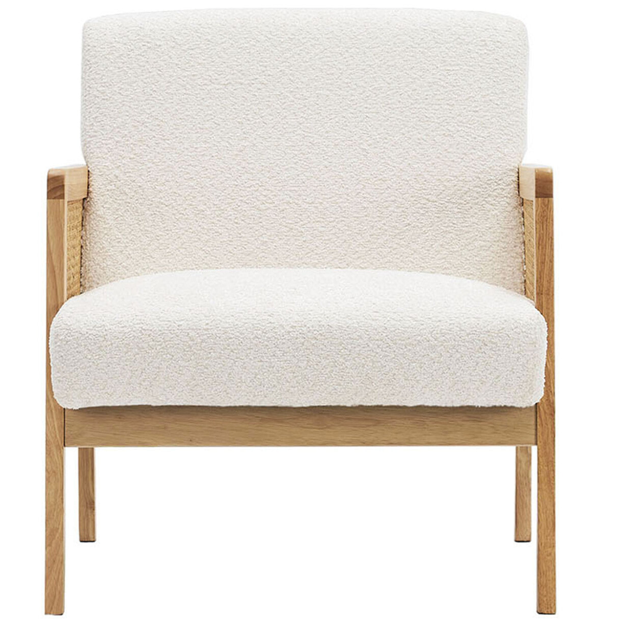 Fauteuil en cannage et tissu bouclé - MANI