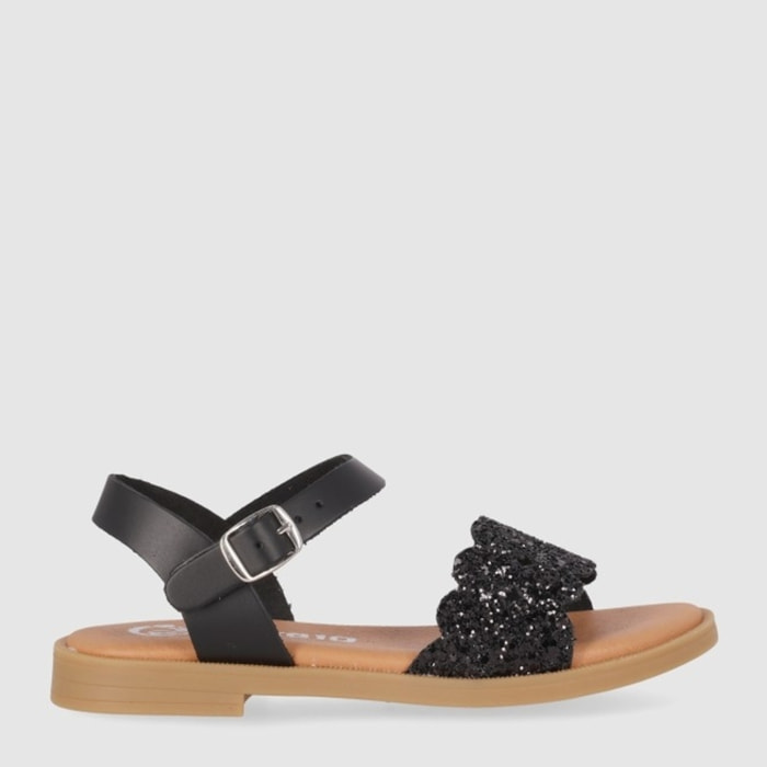 Sandalias de Piel - Negro - Tacón: Bajo