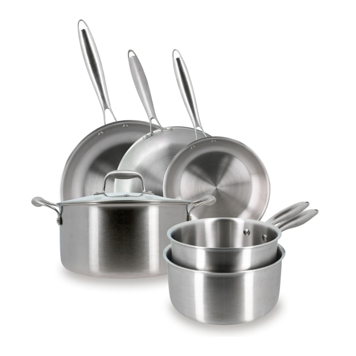 Batterie de cuisine 6 pièces en acier inoxydable - tous feux TRINOX