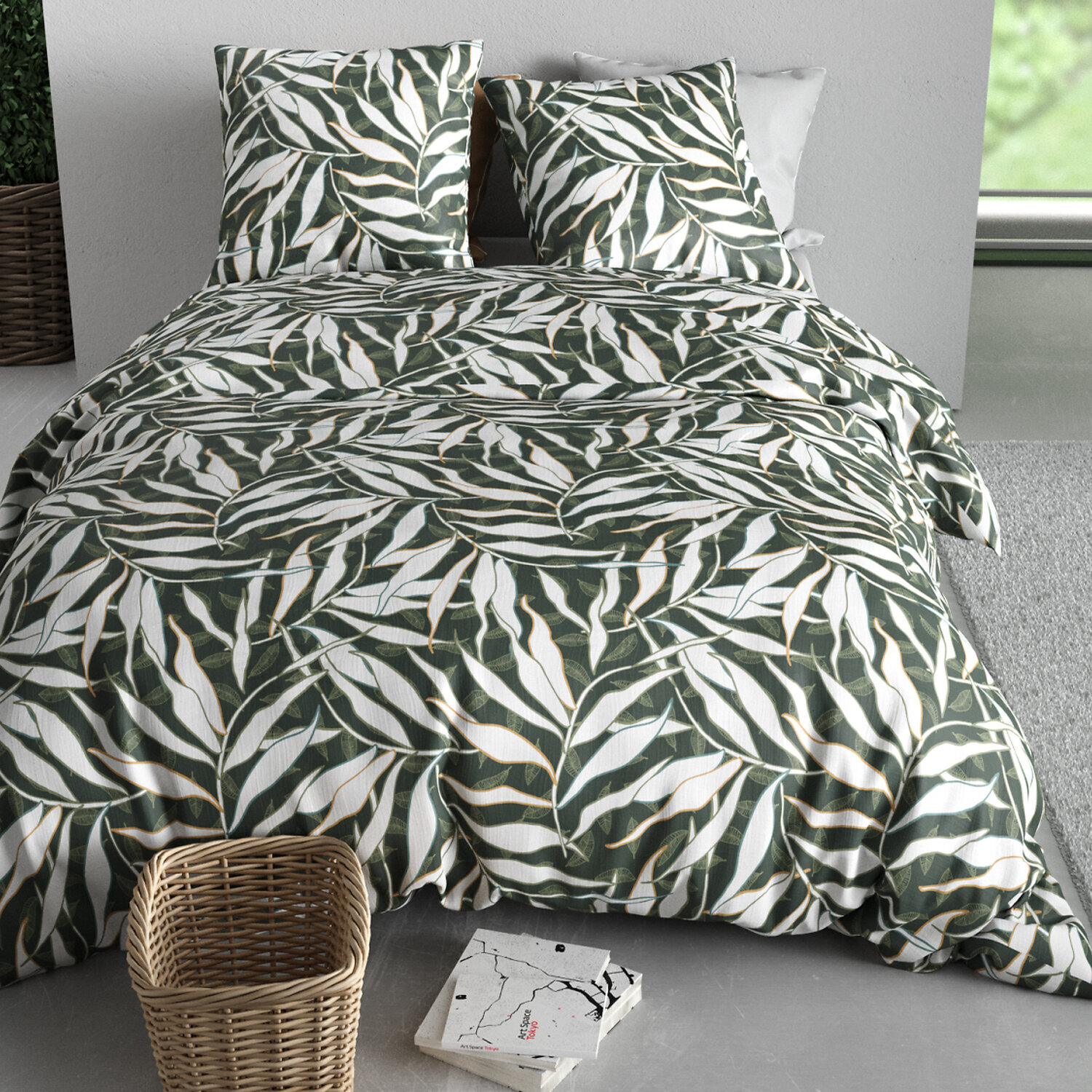 Parure housse de couette imprimé 100% coton - filverde