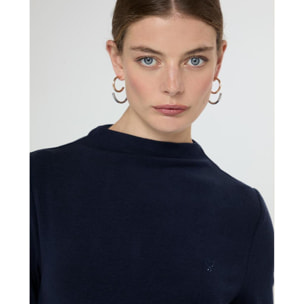 Maglietta a righe manica lunga collo alto