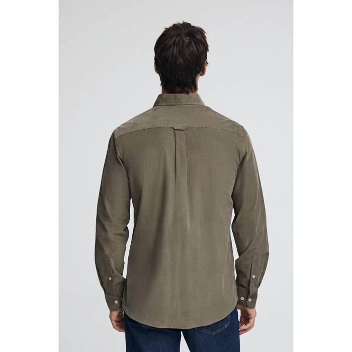 Camisa verde militar de pana con logo Rigby Go