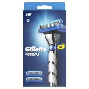 Gillette Mach3 Turbo Rasoir - 3 lames - 3 Recharges Incluses