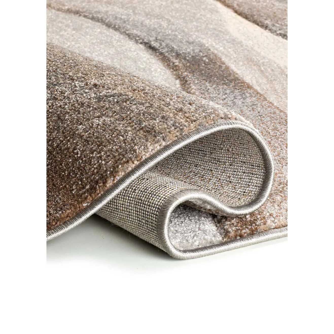 BADET Alfombra abstracta de pelo corto beige y marrón, varias medidas disponibles.