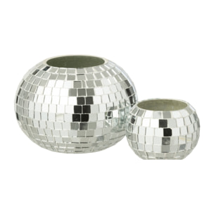 J-Line bougeoir Boule Mosaïque - verre - argent