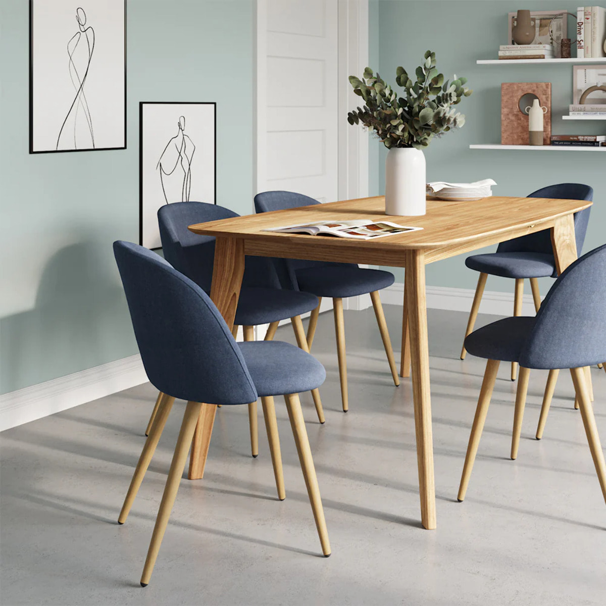 Table rectangulaire 6 personnes en bois clair 150 cm - Oman