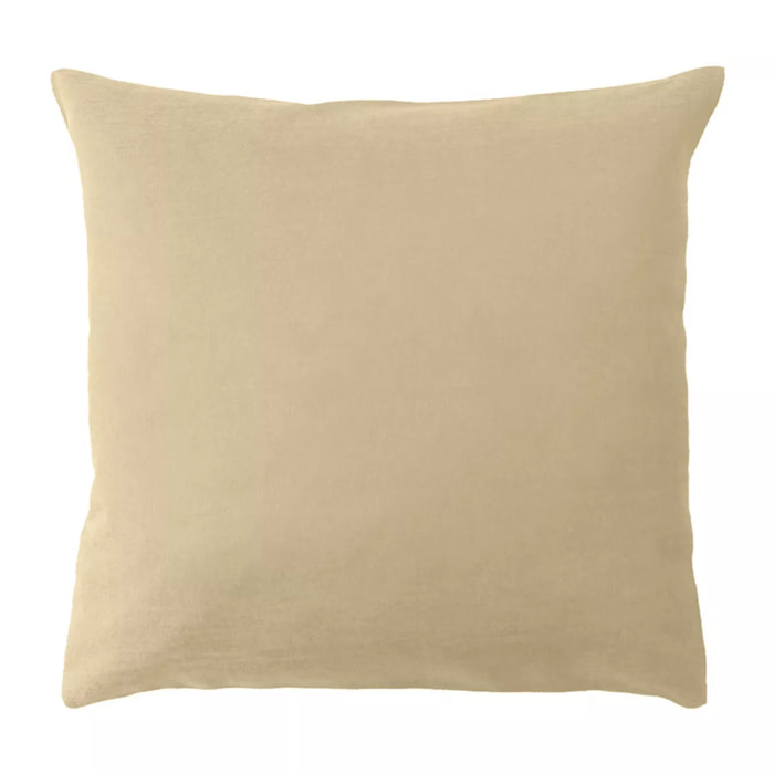 Housse de coussin pur coton motif jacquard beige Bastide or pale