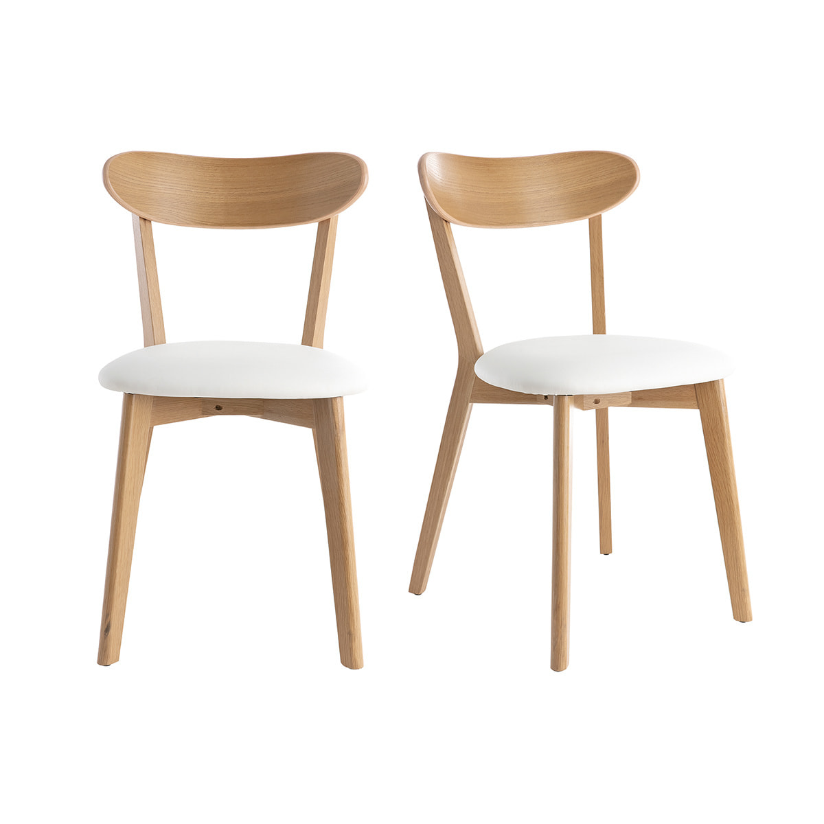 Chaises vintage en bois clair chêne et blanc (lot de 2) DOVE