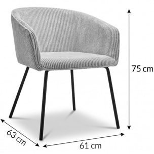 Lot de 2 fauteuils de table en velours côtelé - SWANN