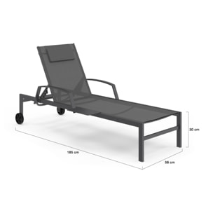 Transats inclinables Bornéo 5 positions avec tablette - lot de 2