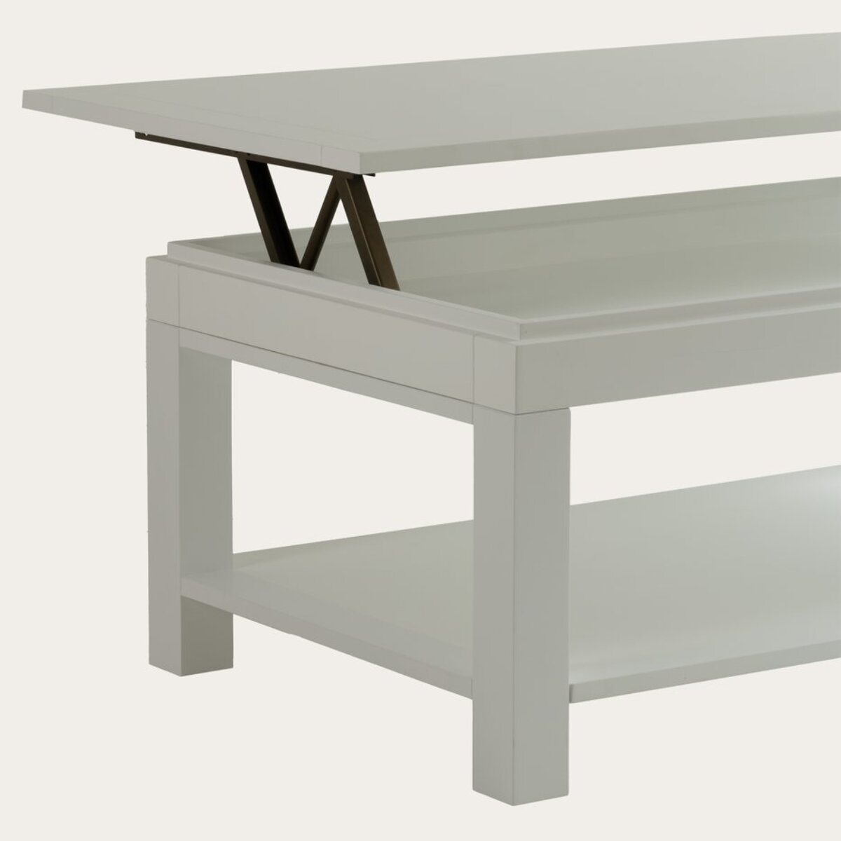 Table basse avec plateau relevable Liland -bois massif et panneau de mdf-couleur laqué blanc mat 110 x 44 x 60 cm