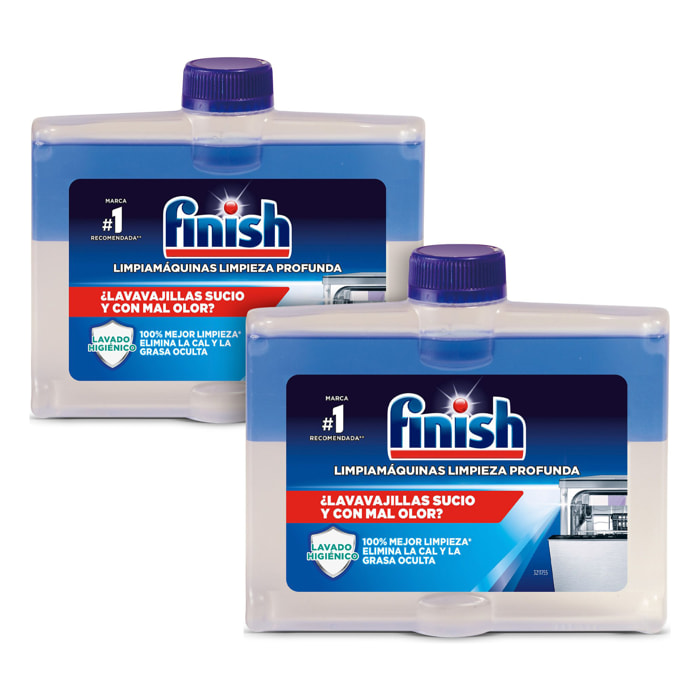 Finish Limpiamáquinas, limpieza profunda para el Lavavajillas Regular, pack de 2x250ml