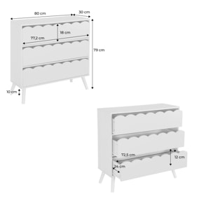 Commode enfant décor bois 3 tiroirs AZUR